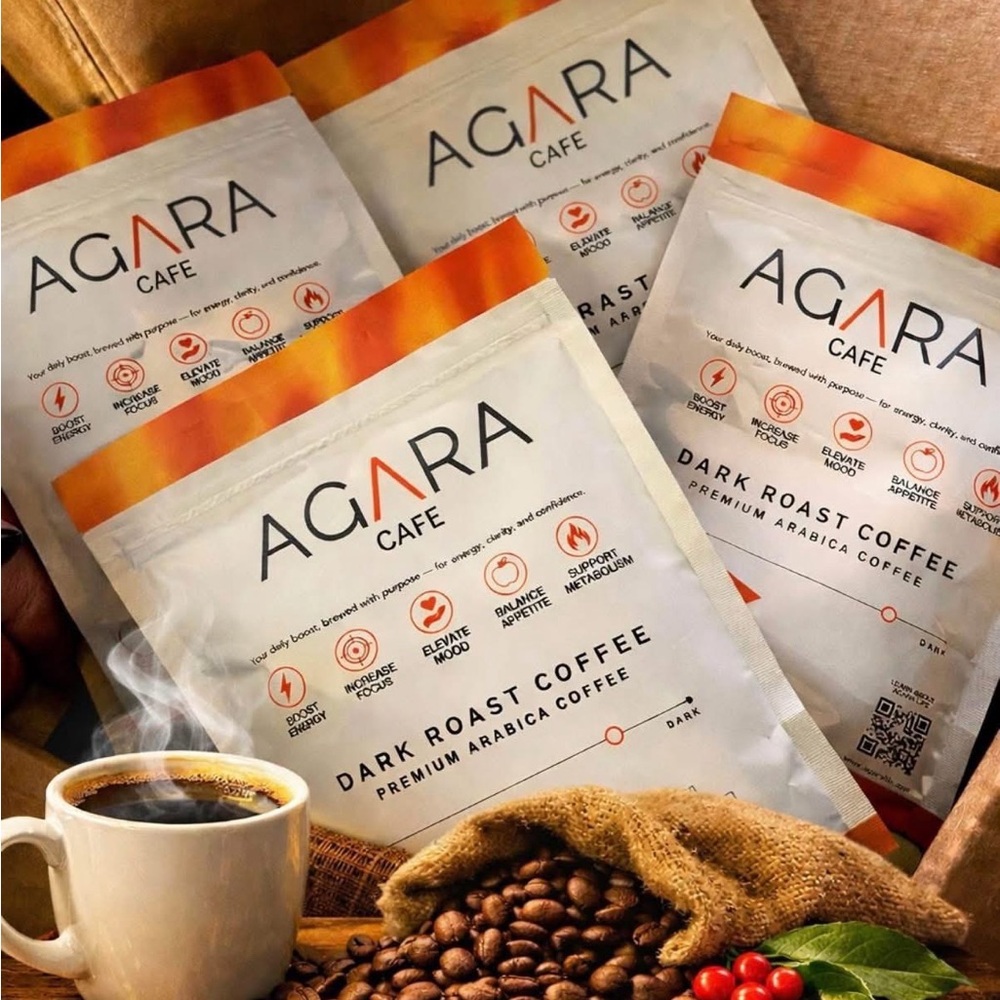 AGARA Cafe Dark Roast Coffee - White & Orange Premium Arabica